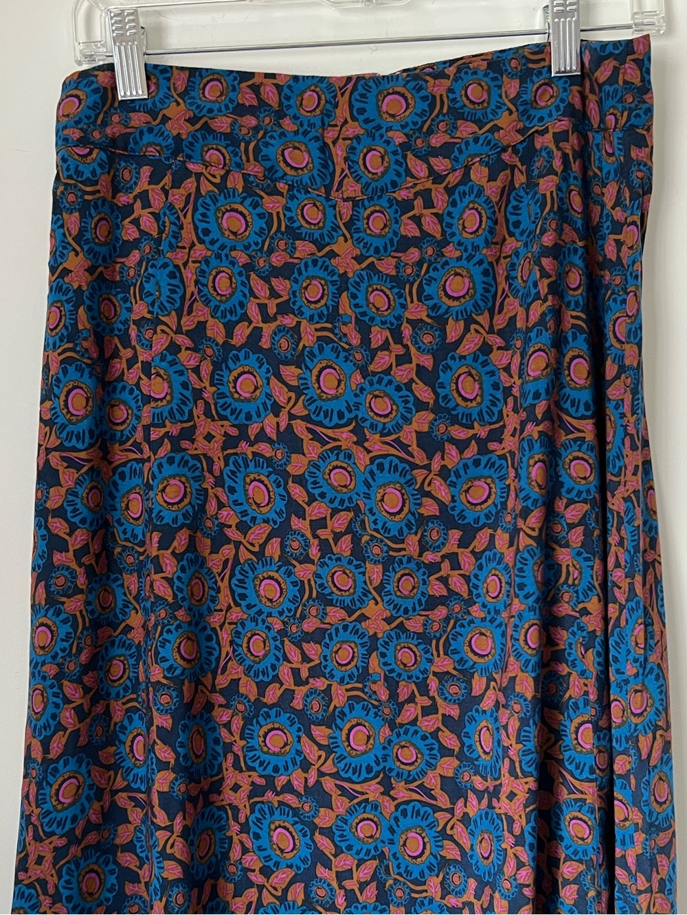 NATURAL LIFE Amy Maxi Skirt Blue and Rust Printed M Boho Fall West Coast - Picture 3 of 12